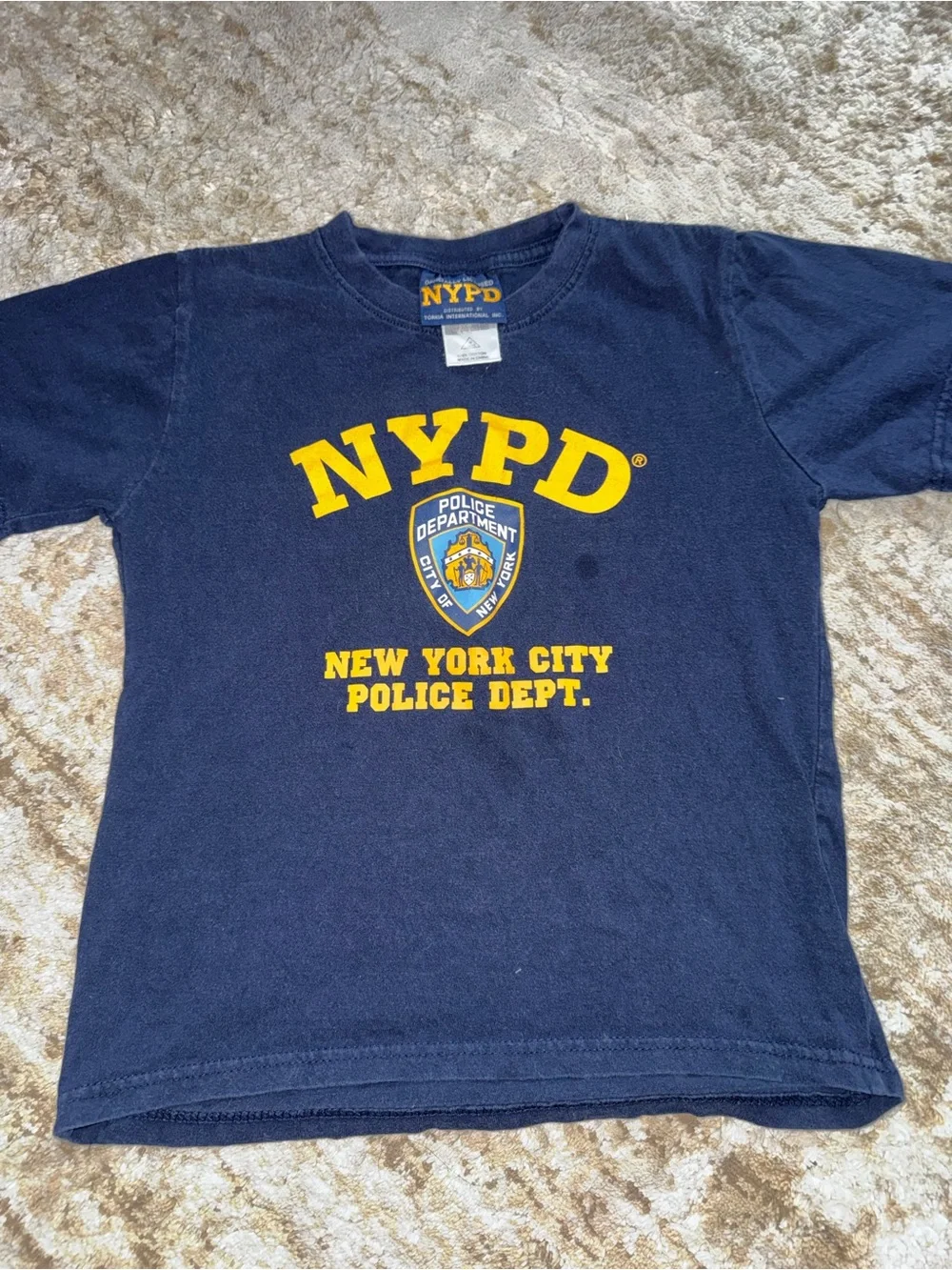 NYPD Navy Short Sleeve Kids Tee with Yellow Crest